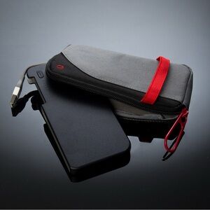 Portable Charging Pouch by EMTEC Gray & Black with Red Accents